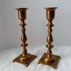 Vintage Solid Brass Set of 2 Candlesticks
